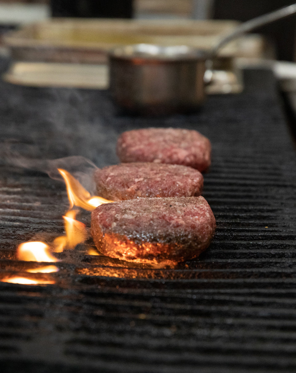 Wagyu burgers on the grill